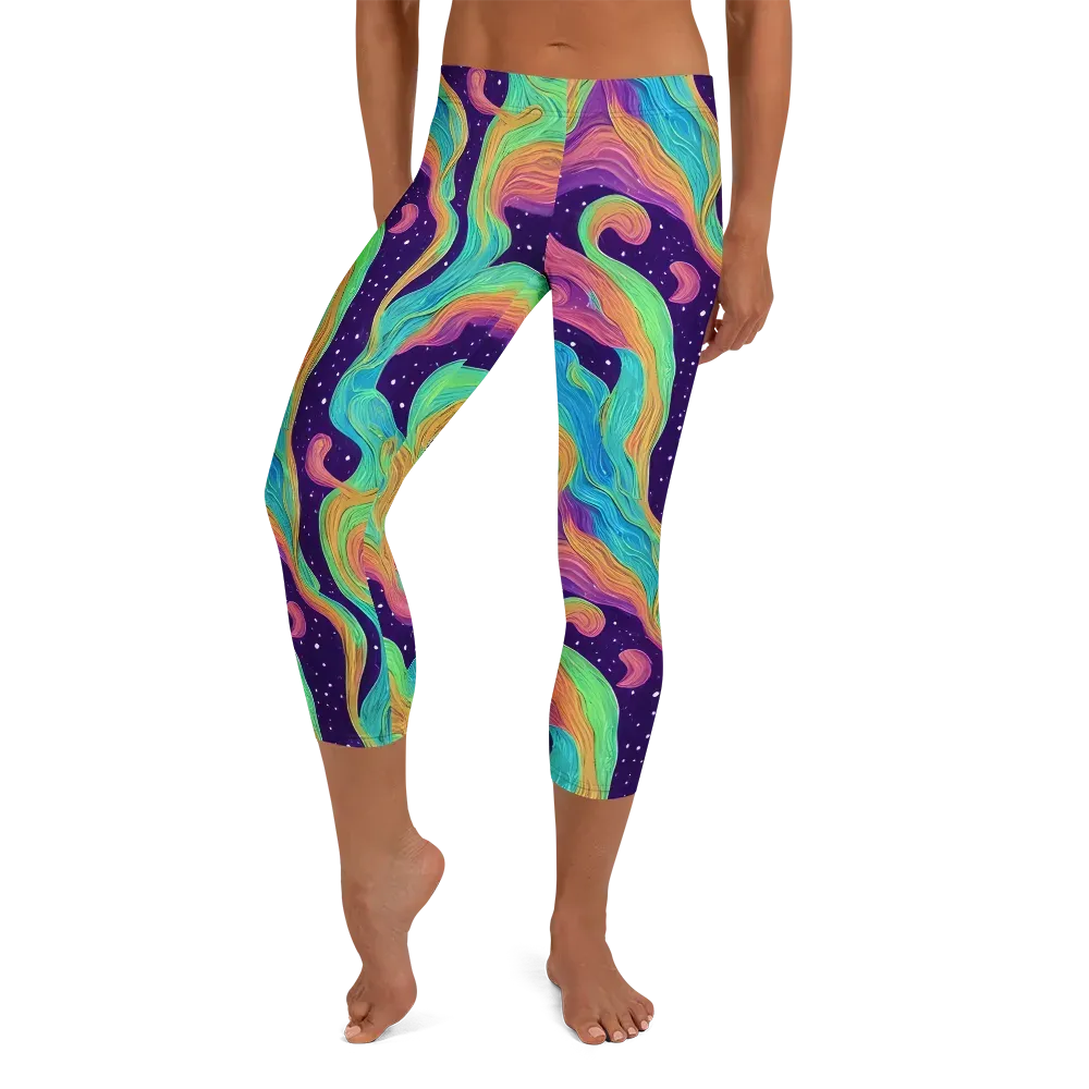 Nebula Whirl on Capri Leggings — Front