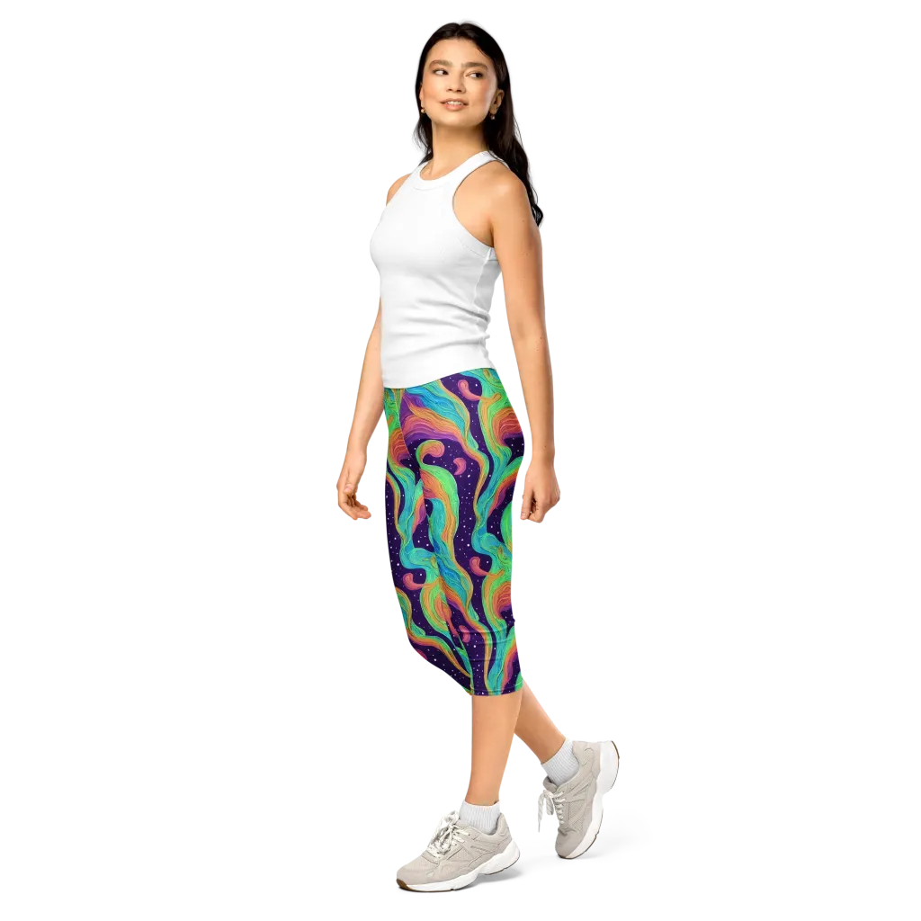 Nebula Whirl on Capri Leggings — Left Front