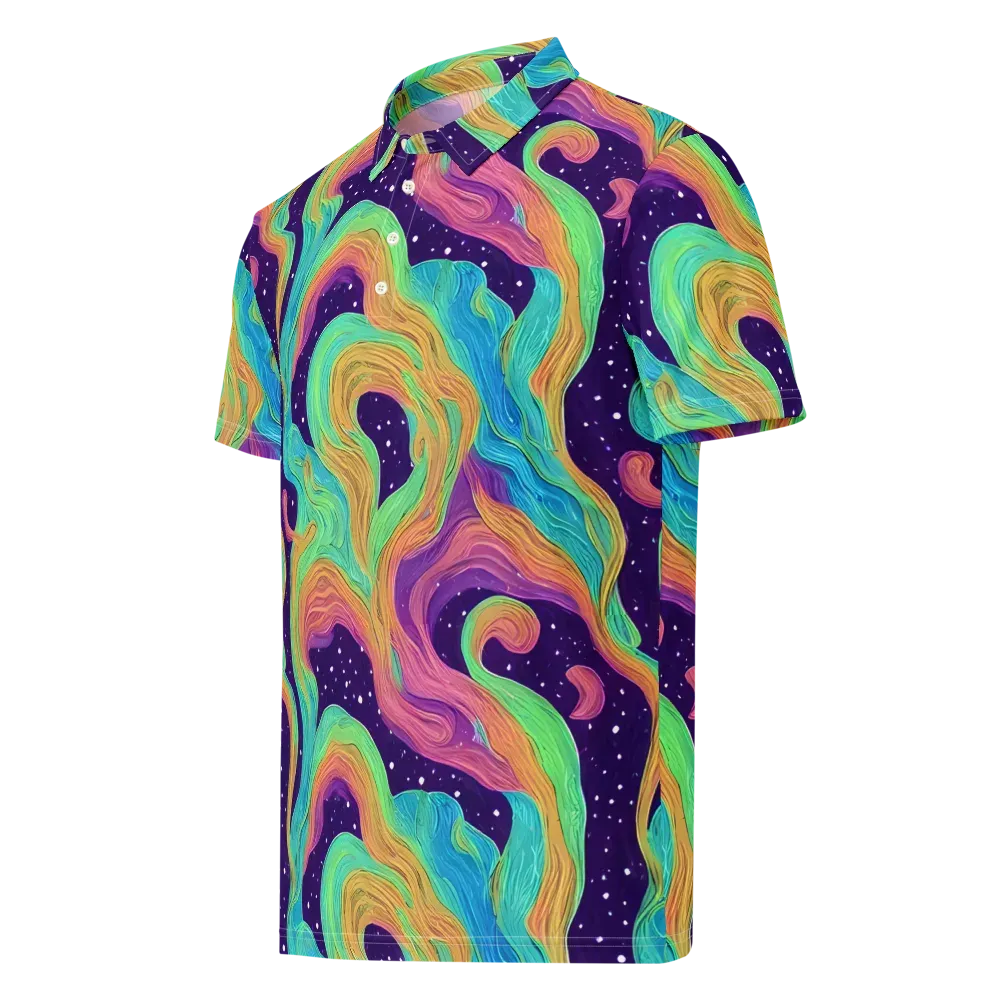 Nebula Whirl on Men's Slim Fit Polo Shirt — Left Front