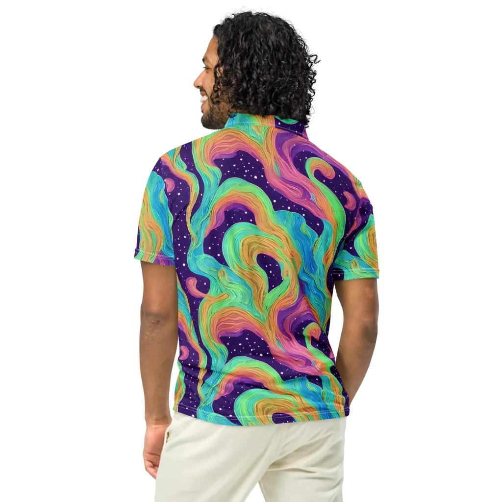Nebula Whirl on Men's Slim Fit Polo Shirt — Back