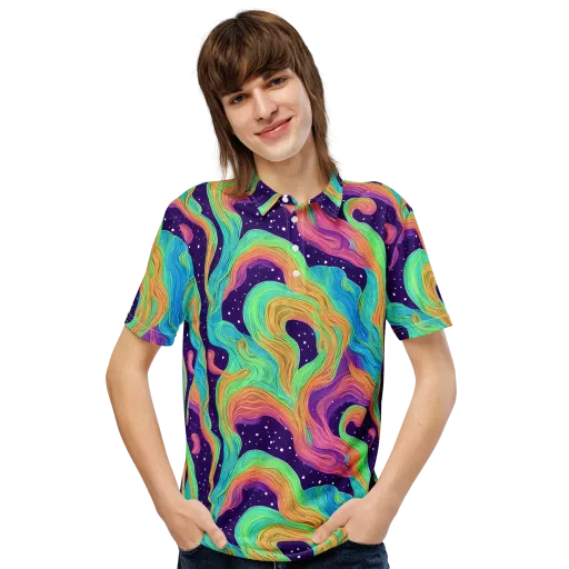 Nebula Whirl on a Men's Slim Fit Polo Shirt