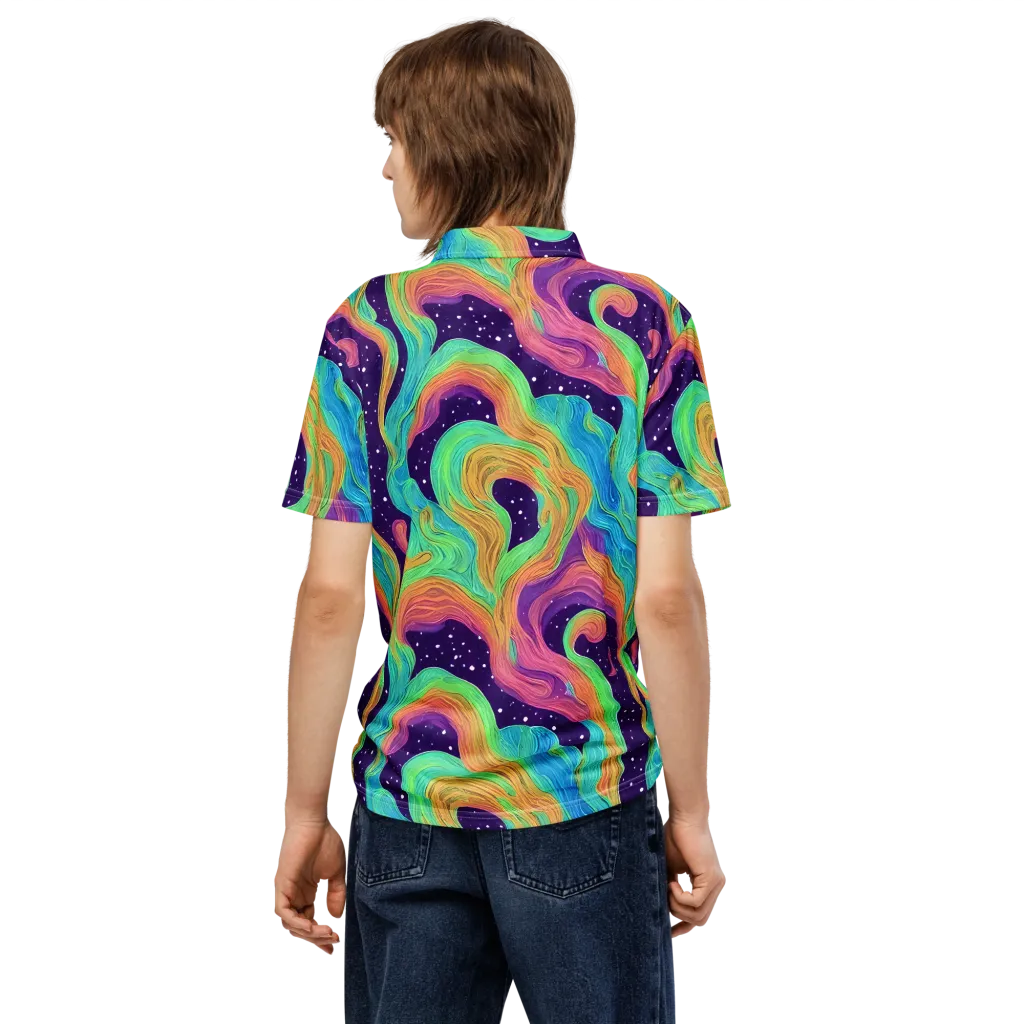 Nebula Whirl on Men's Slim Fit Polo Shirt — Back