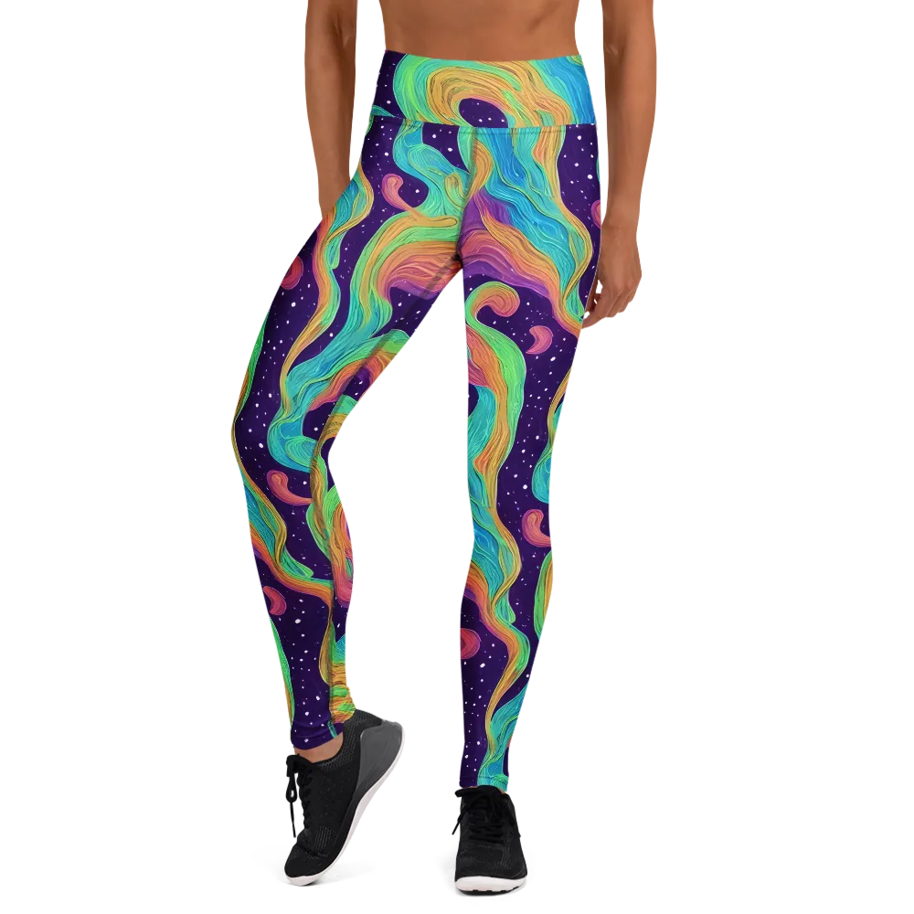 Nebula Whirl on Yoga Leggings — Front