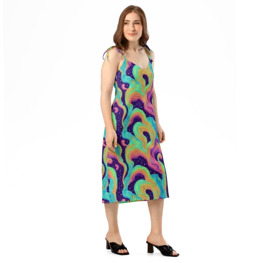 Nebula Whirl on a Slip Dress