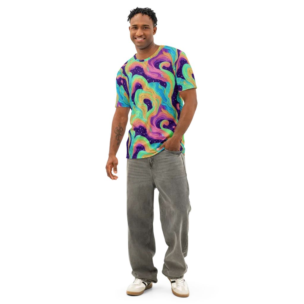 Nebula Whirl on Men's Cotton Crew Neck T-Shirt — Front