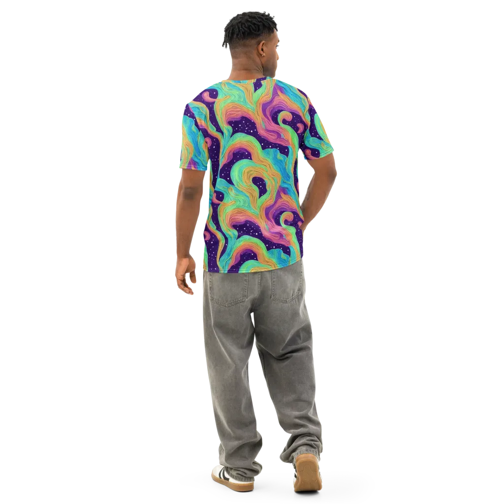 Nebula Whirl on Men's Cotton Crew Neck T-Shirt — Back