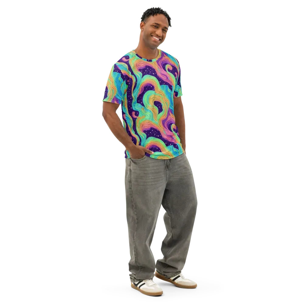 Nebula Whirl on Men's Cotton Crew Neck T-Shirt — Right Front