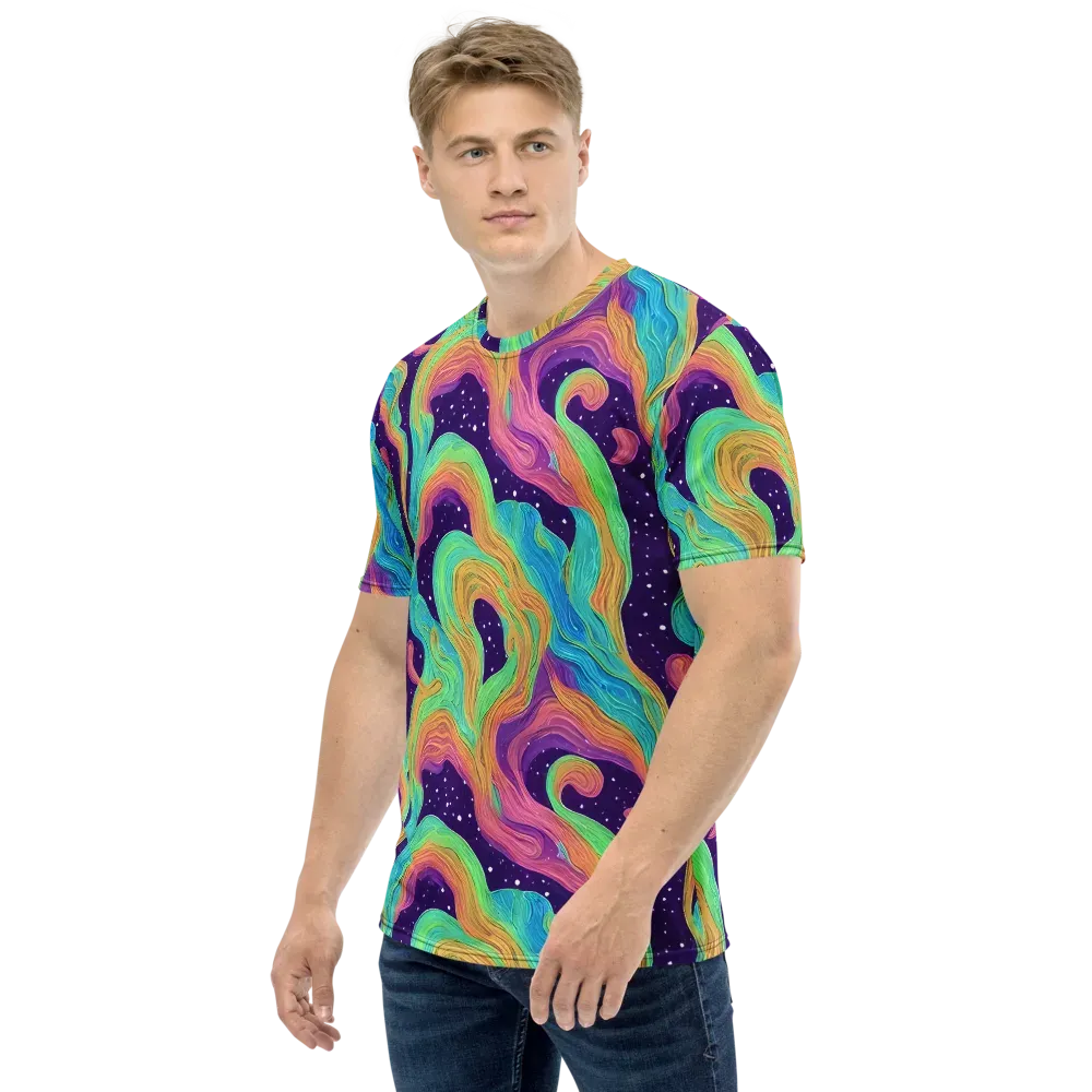 Nebula Whirl on Men's Crew Neck T-Shirt — Left