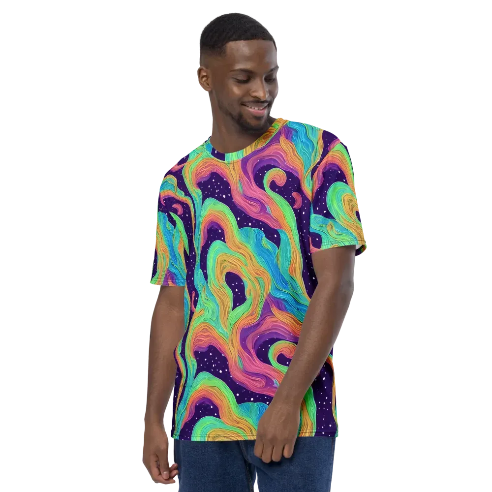 Nebula Whirl on Men's Crew Neck T-Shirt — Left