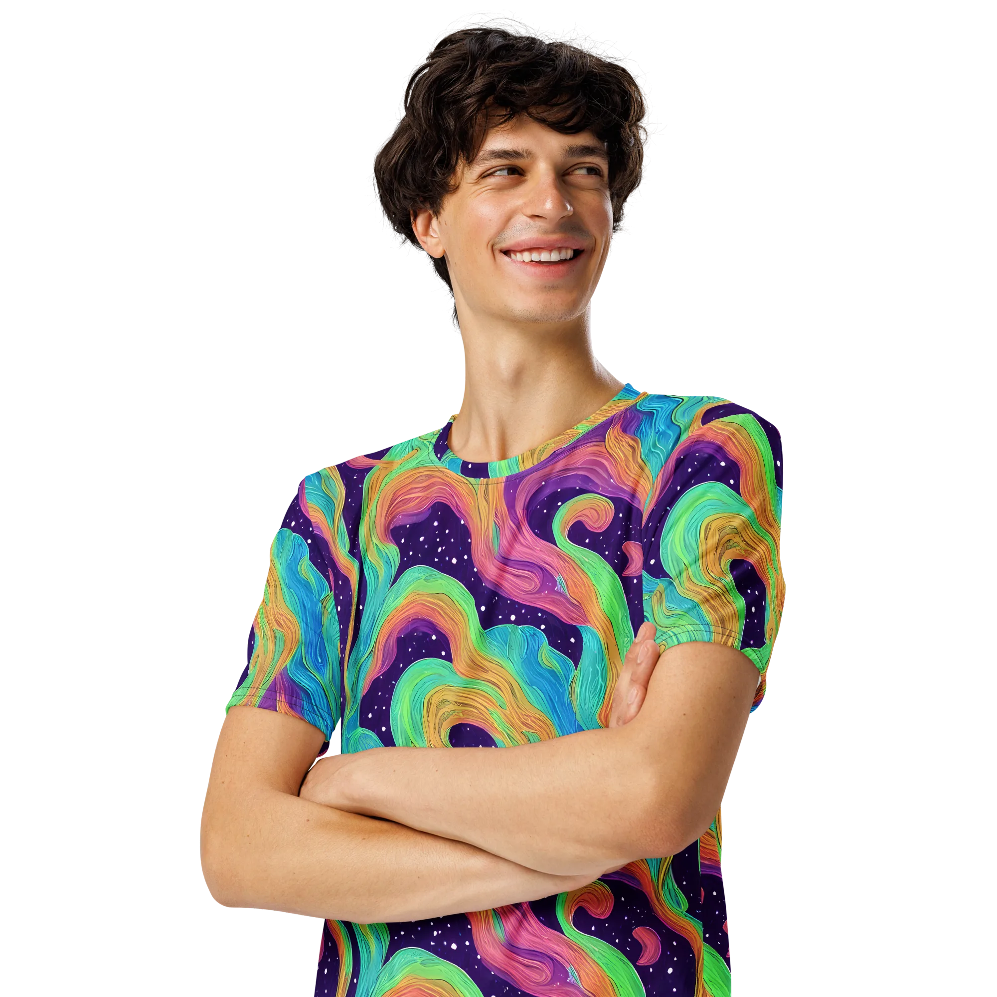 Nebula Whirl on Men's Crew Neck T-Shirt — Left Front