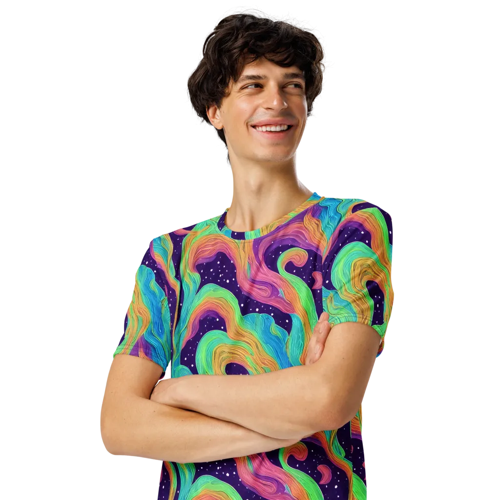 Nebula Whirl on Men's Crew Neck T-Shirt — Left Front
