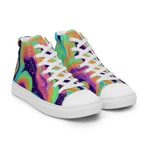 Nebula Whirl on a Men's High Top Canvas Shoes