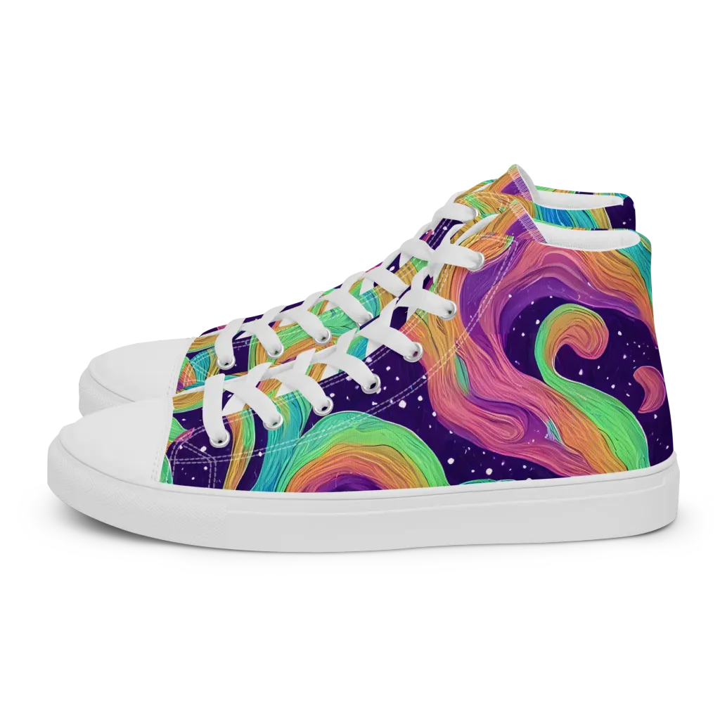 Nebula Whirl on Men's High Top Canvas Shoes — Left