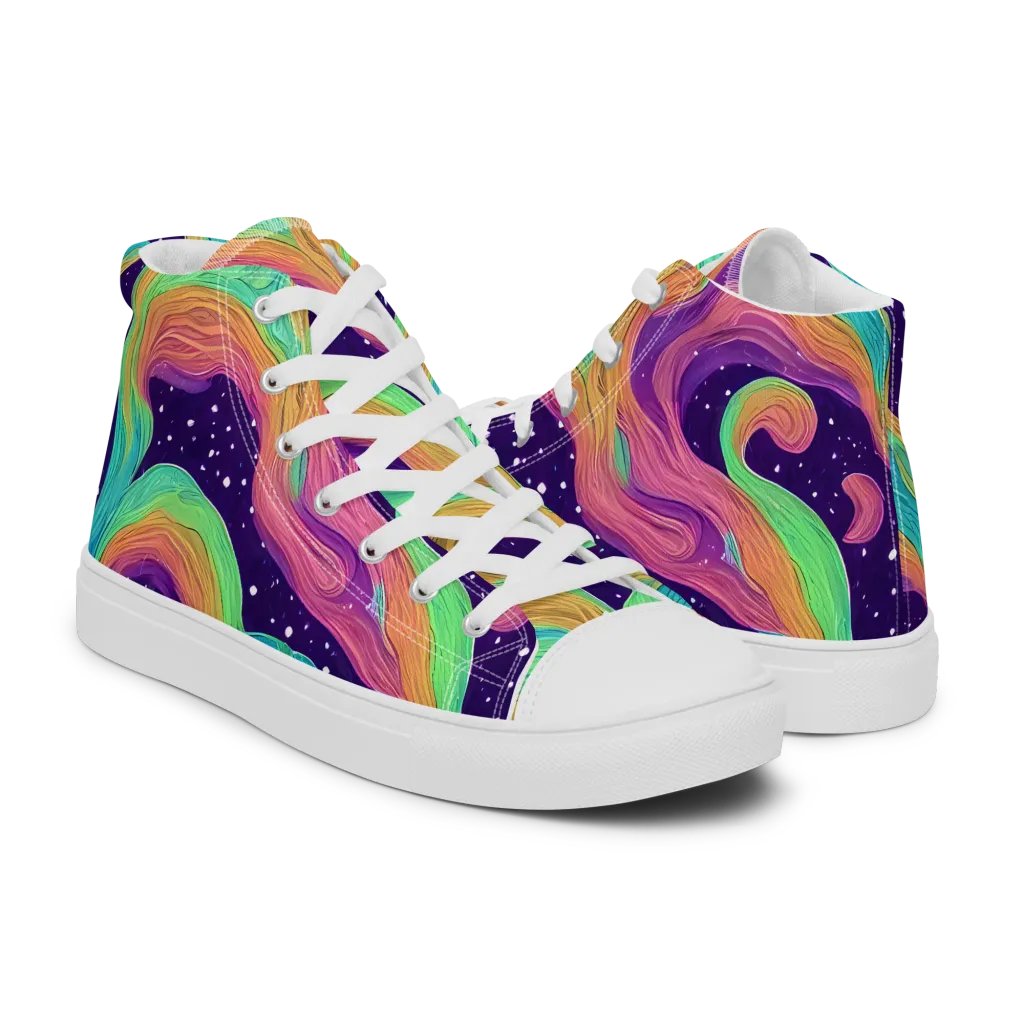 Nebula Whirl on Men's High Top Canvas Shoes — Right