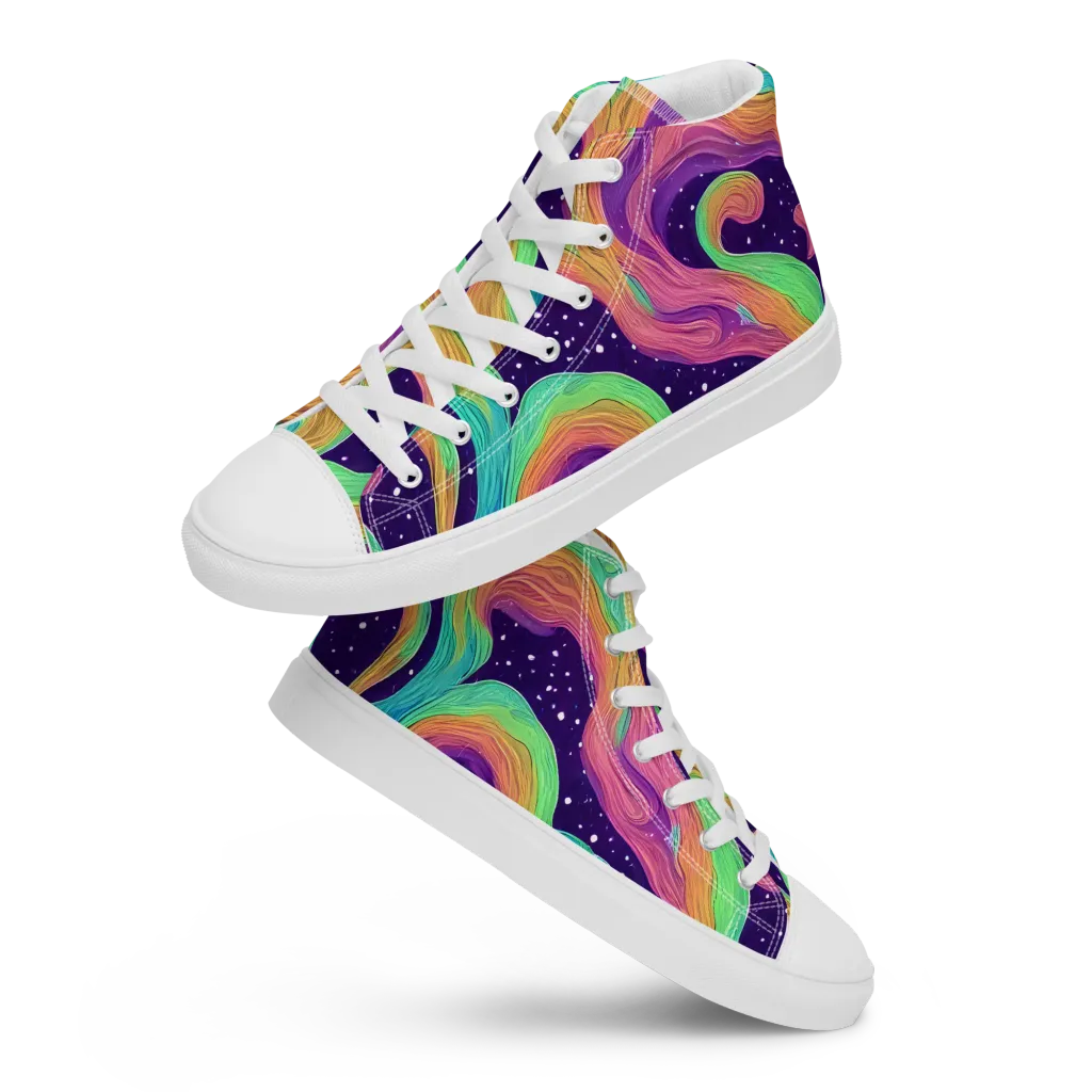Nebula Whirl on Men's High Top Canvas Shoes — Front