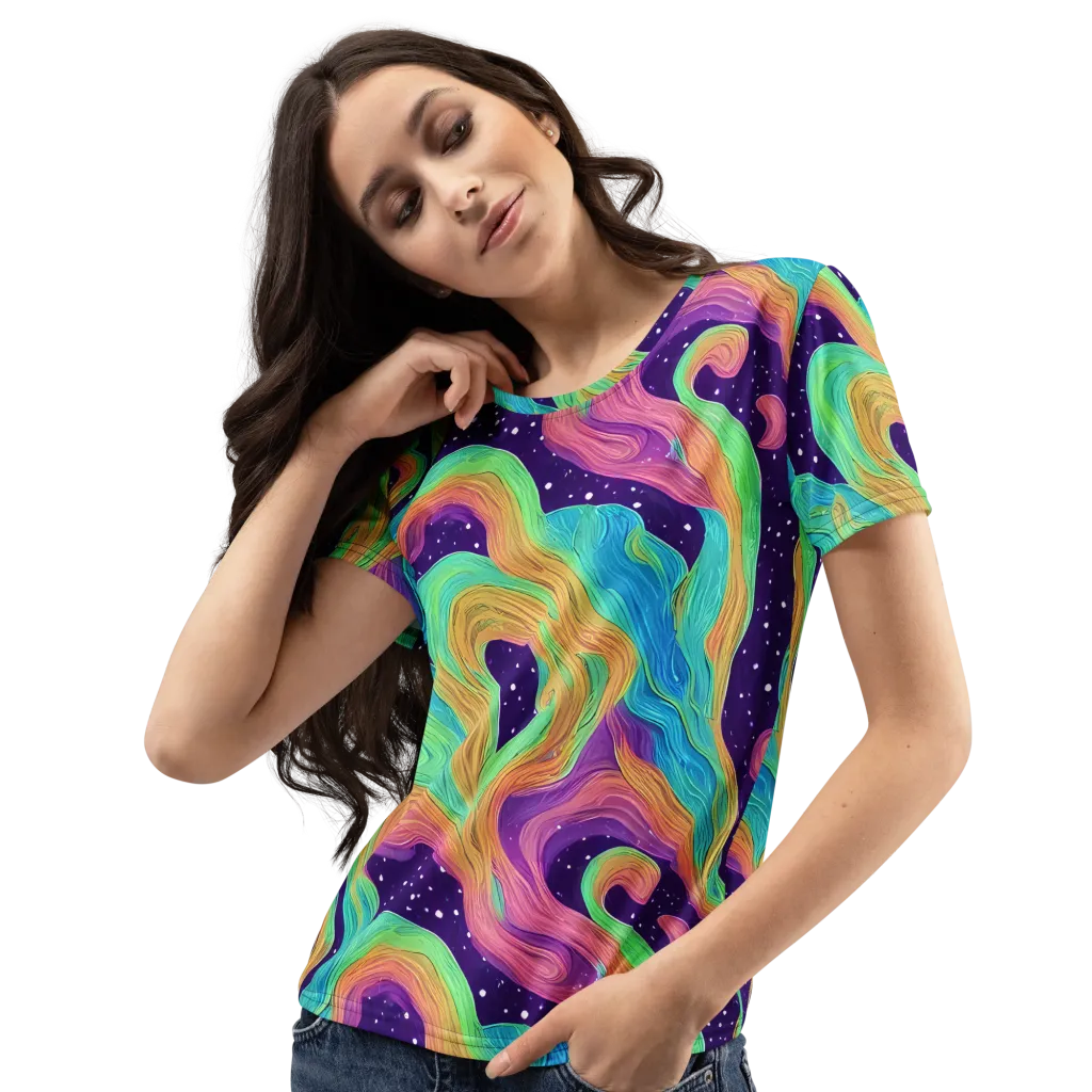 Nebula Whirl on Women's Crew Neck T-Shirt — Left Front