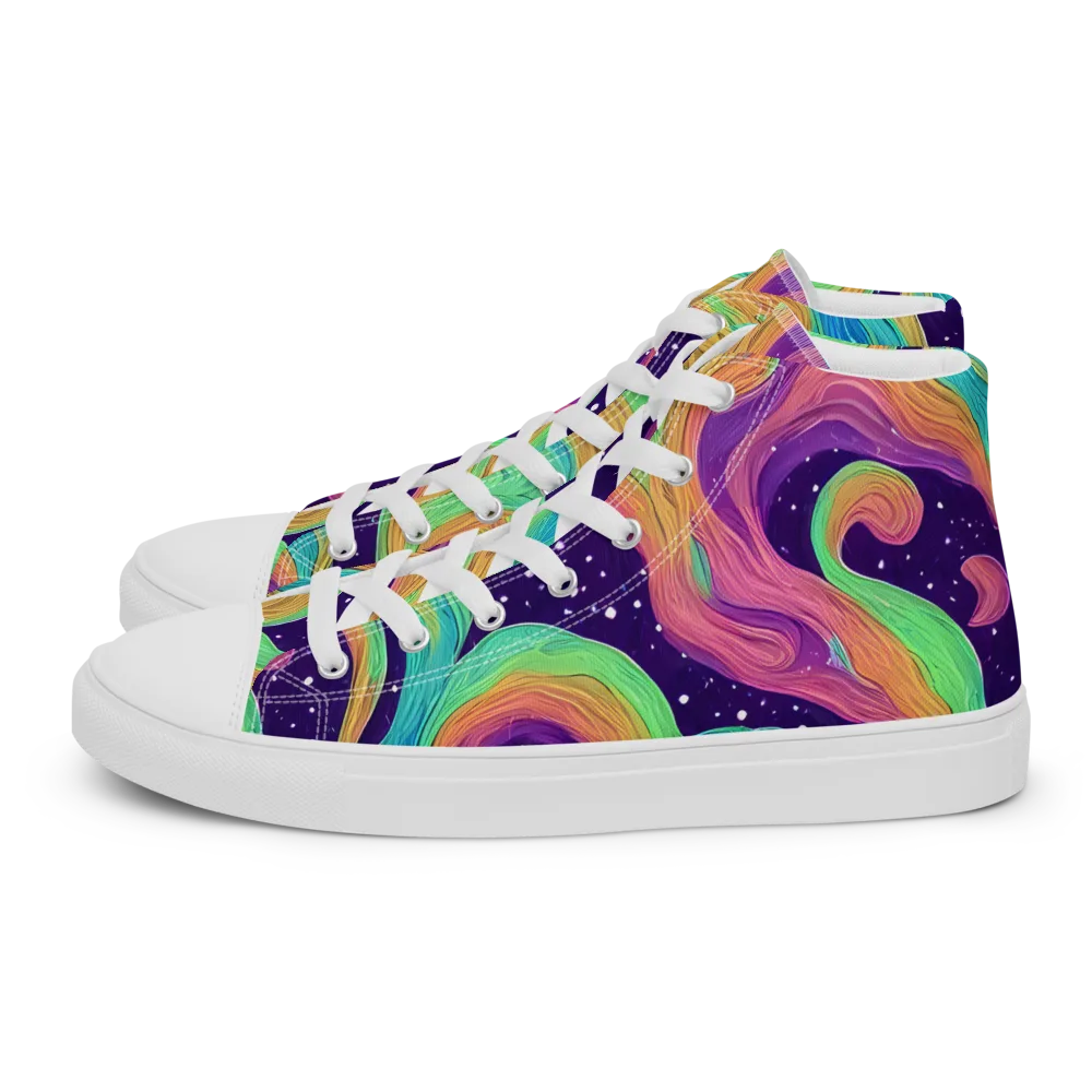 Nebula Whirl on Women's High Top Canvas Shoes — Left