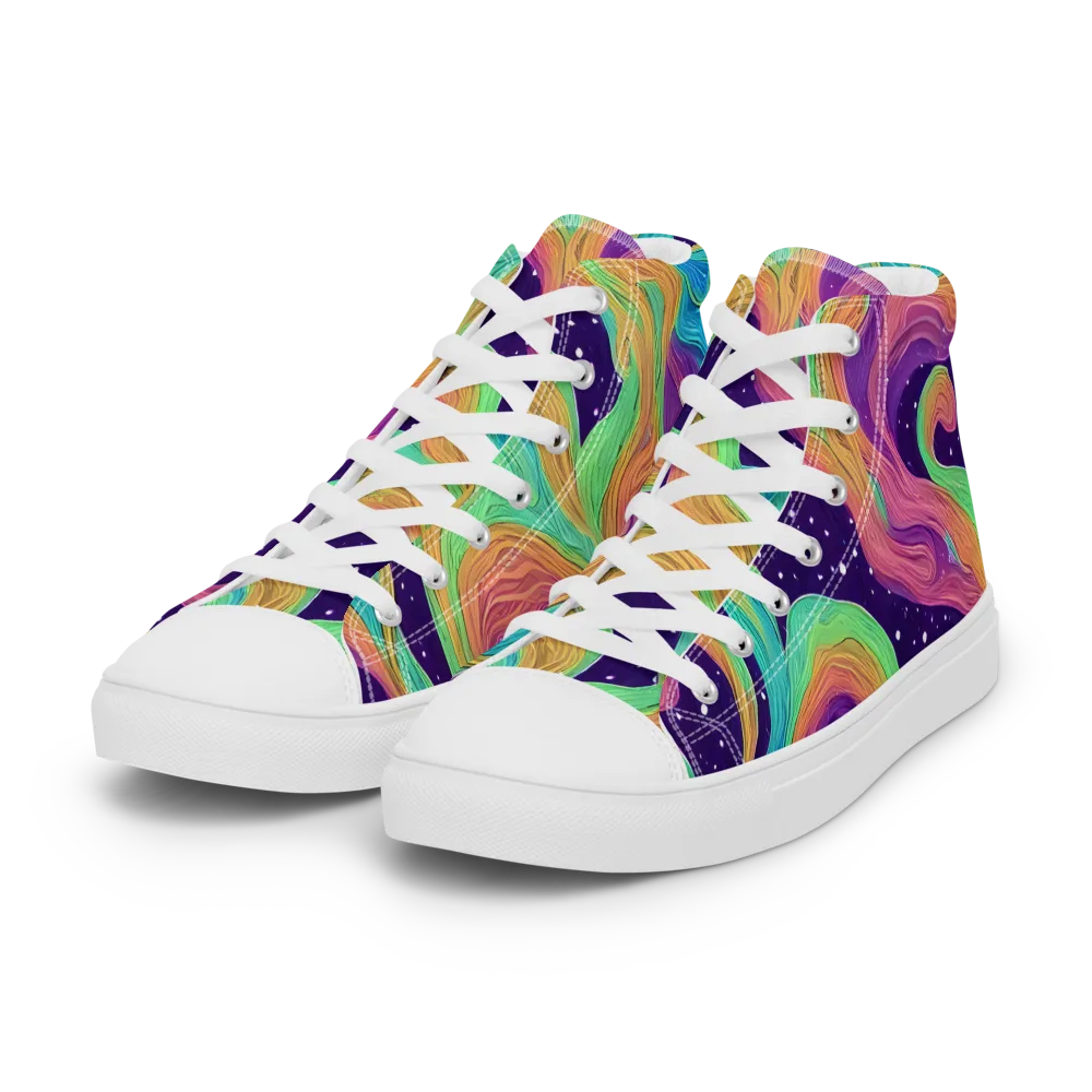 Nebula Whirl on Women's High Top Canvas Shoes — Left Front