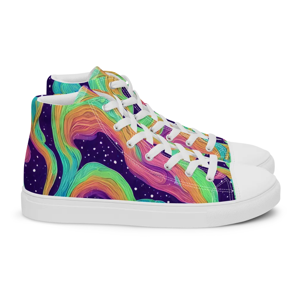 Nebula Whirl on Women's High Top Canvas Shoes — Right