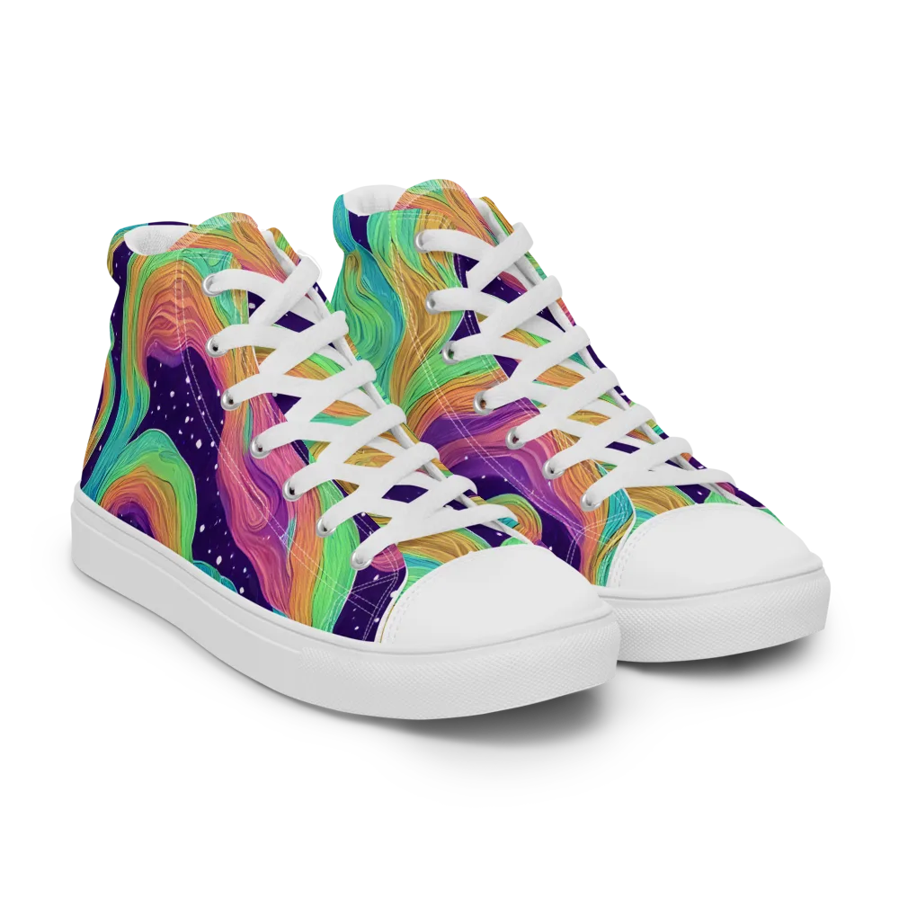 Nebula Whirl on Women's High Top Canvas Shoes — Right Front
