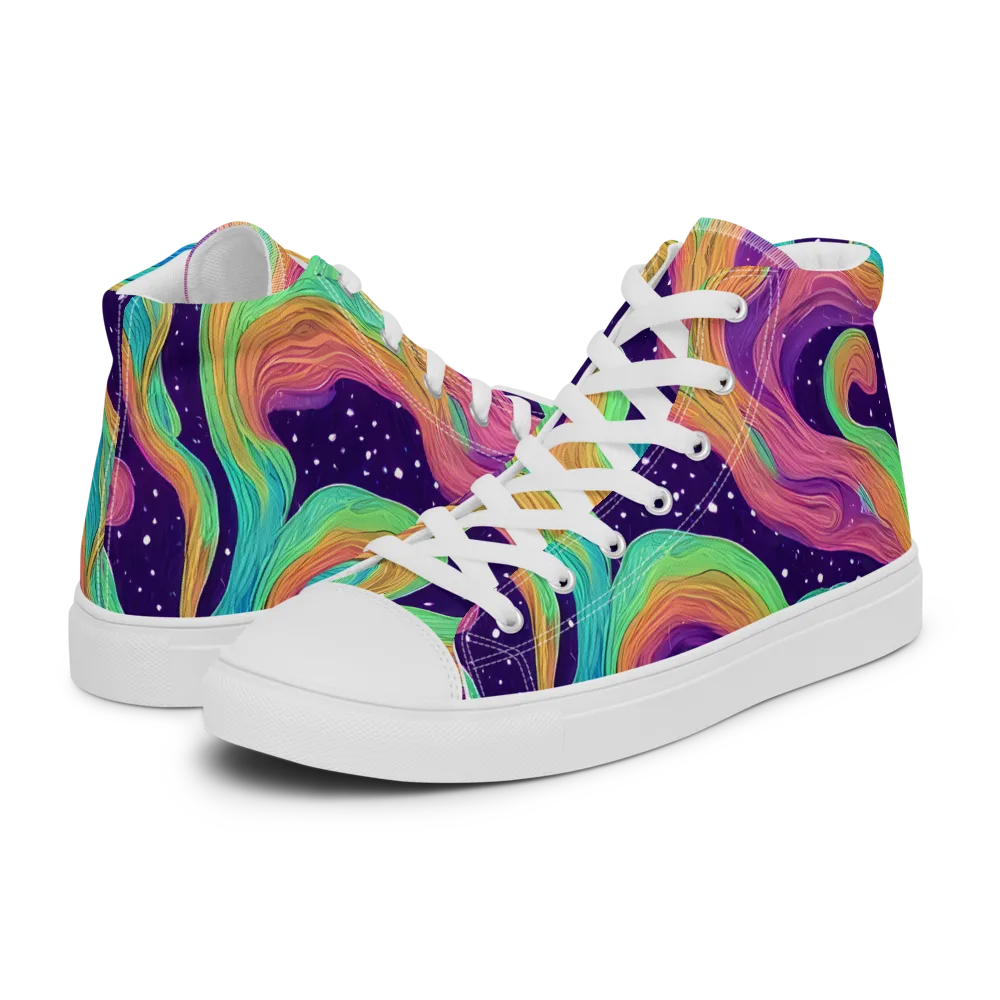 Nebula Whirl on Women's High Top Canvas Shoes — Left