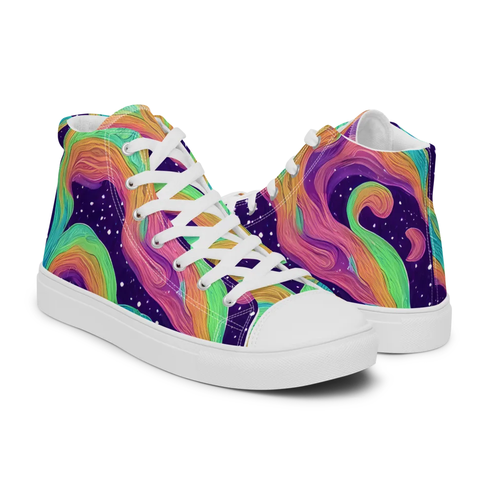 Nebula Whirl on Women's High Top Canvas Shoes — Right