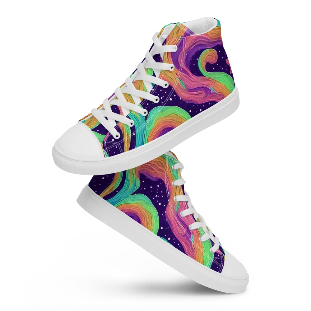Nebula Whirl on Women's High Top Canvas Shoes — Front