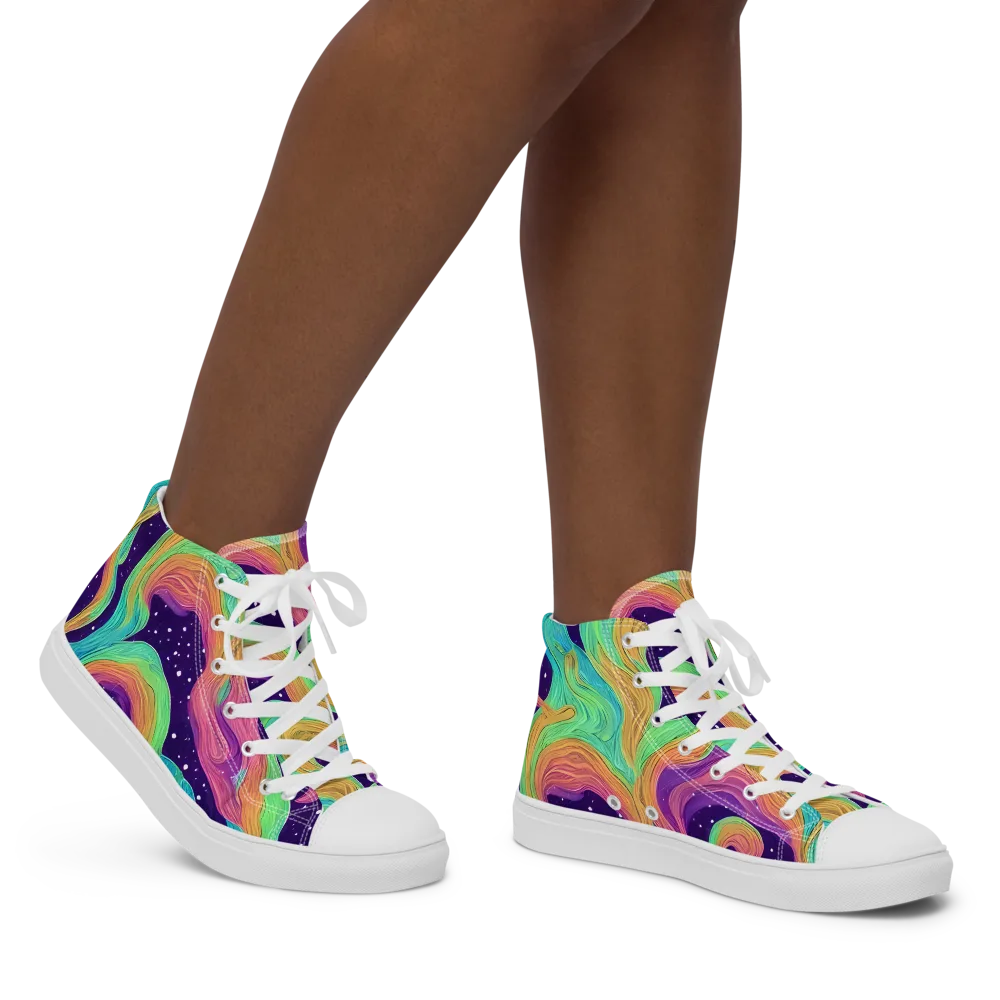Nebula Whirl on Women's High Top Canvas Shoes — Right