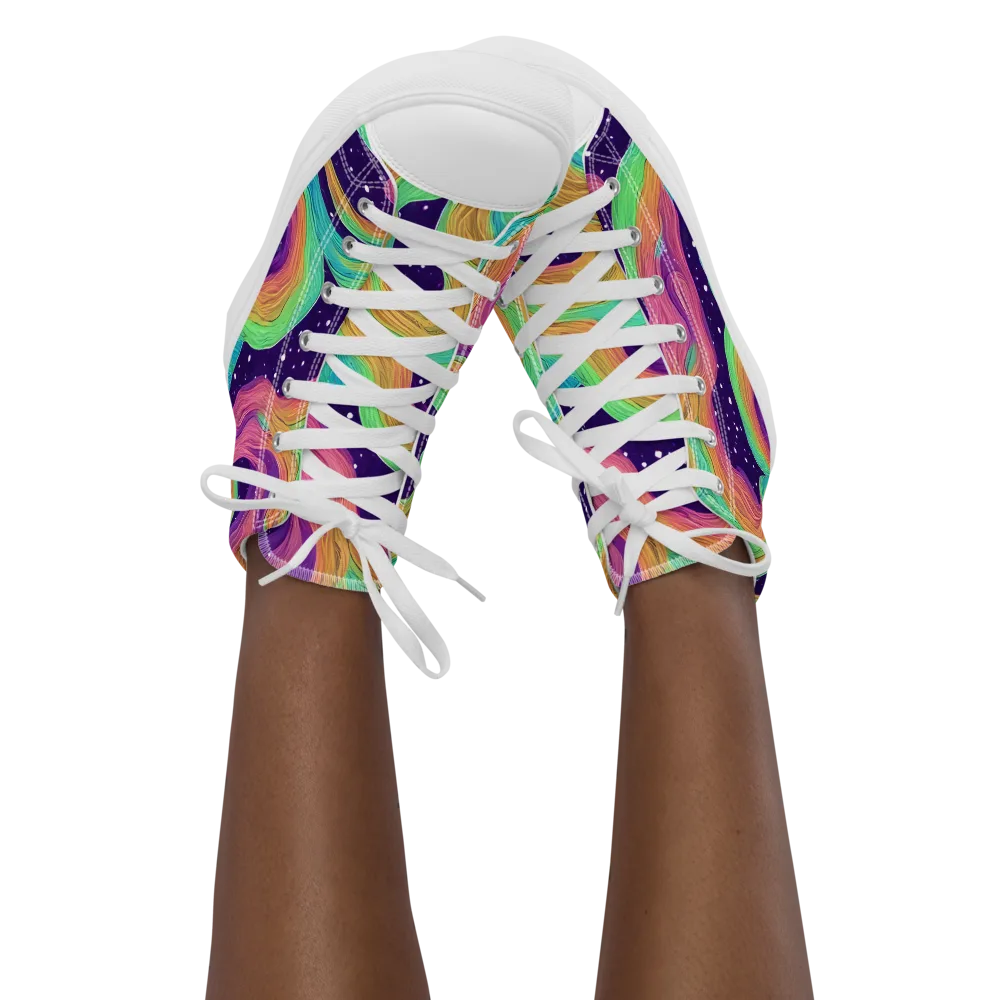 Nebula Whirl on Women's High Top Canvas Shoes — Front