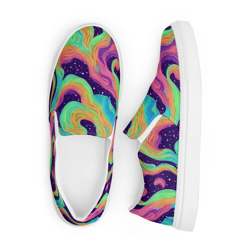 Nebula Whirl on Men's Slip-On Canvas Shoes — Front