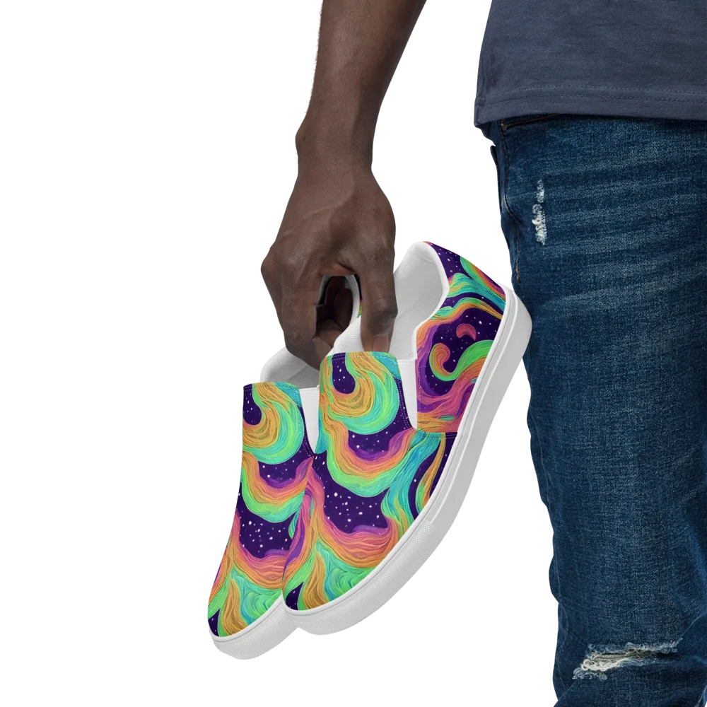 Nebula Whirl on Men's Slip-On Canvas Shoes — Left Front