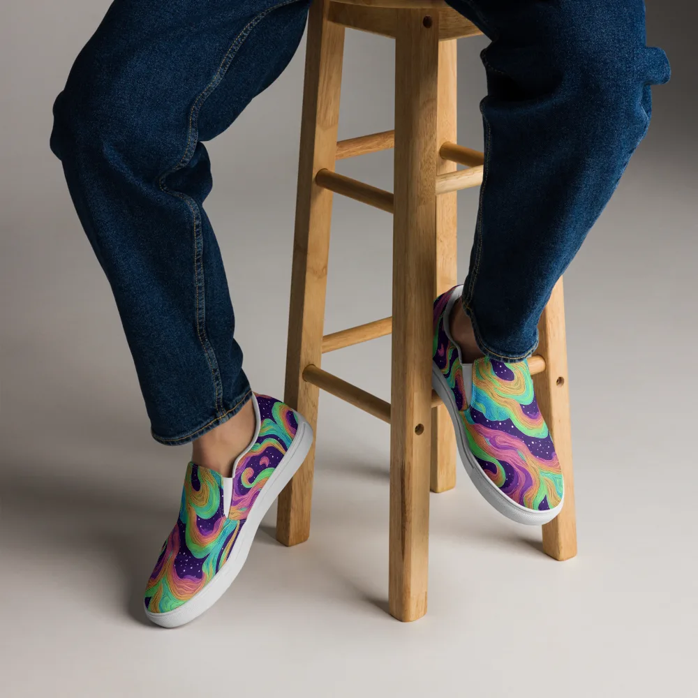 Nebula Whirl on Men's Slip-On Canvas Shoes — Front
