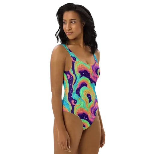 Nebula Whirl on a One-Piece Swimsuit