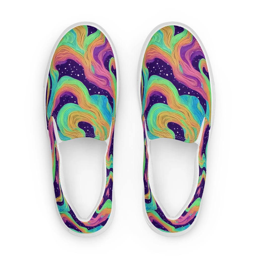 Nebula Whirl on Women's Slip-On Canvas Shoes — Front