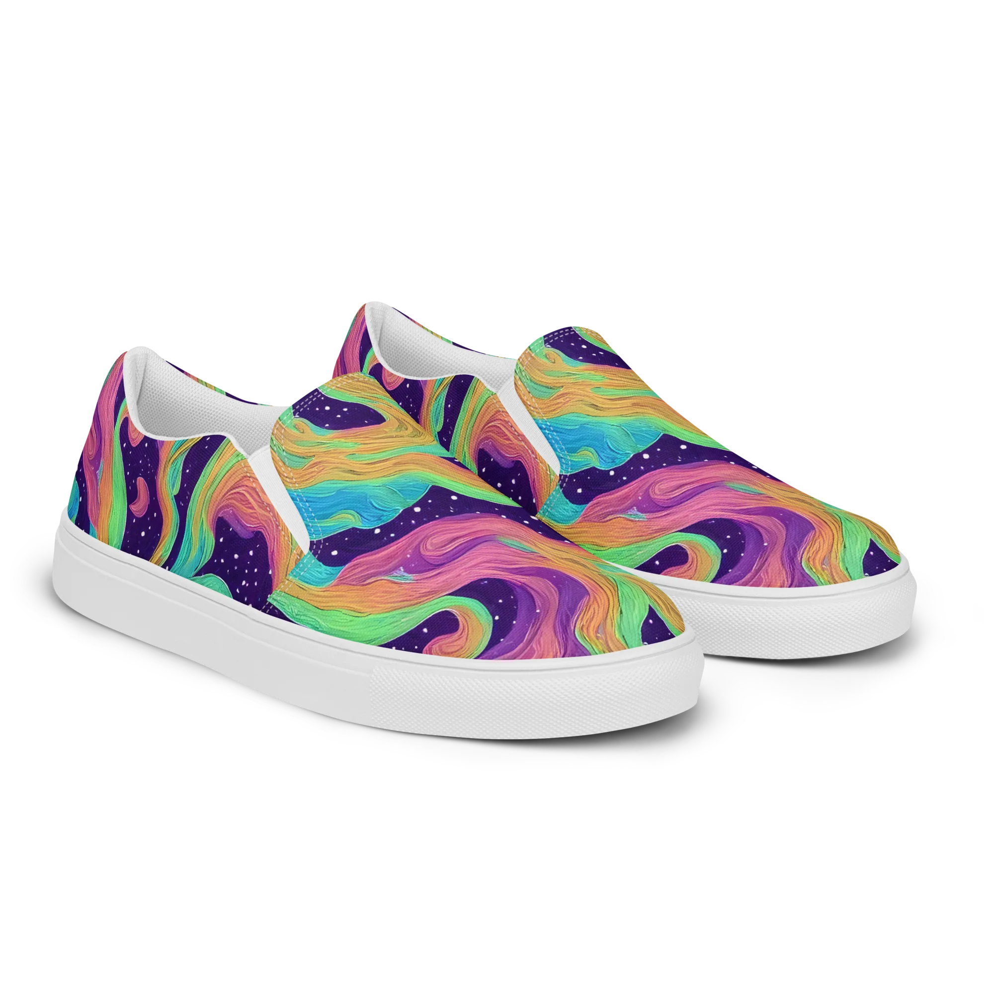 Nebula Whirl on Women's Slip-On Canvas Shoes — Right Front