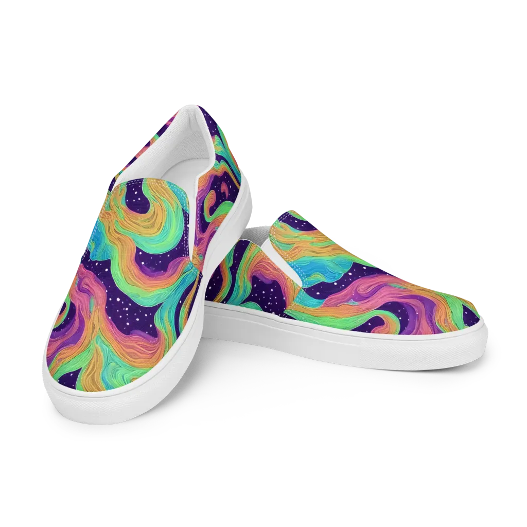 Nebula Whirl on Women's Slip-On Canvas Shoes — Left Front