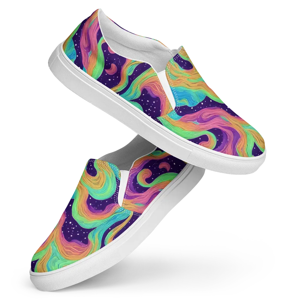 Nebula Whirl on Women's Slip-On Canvas Shoes — Front