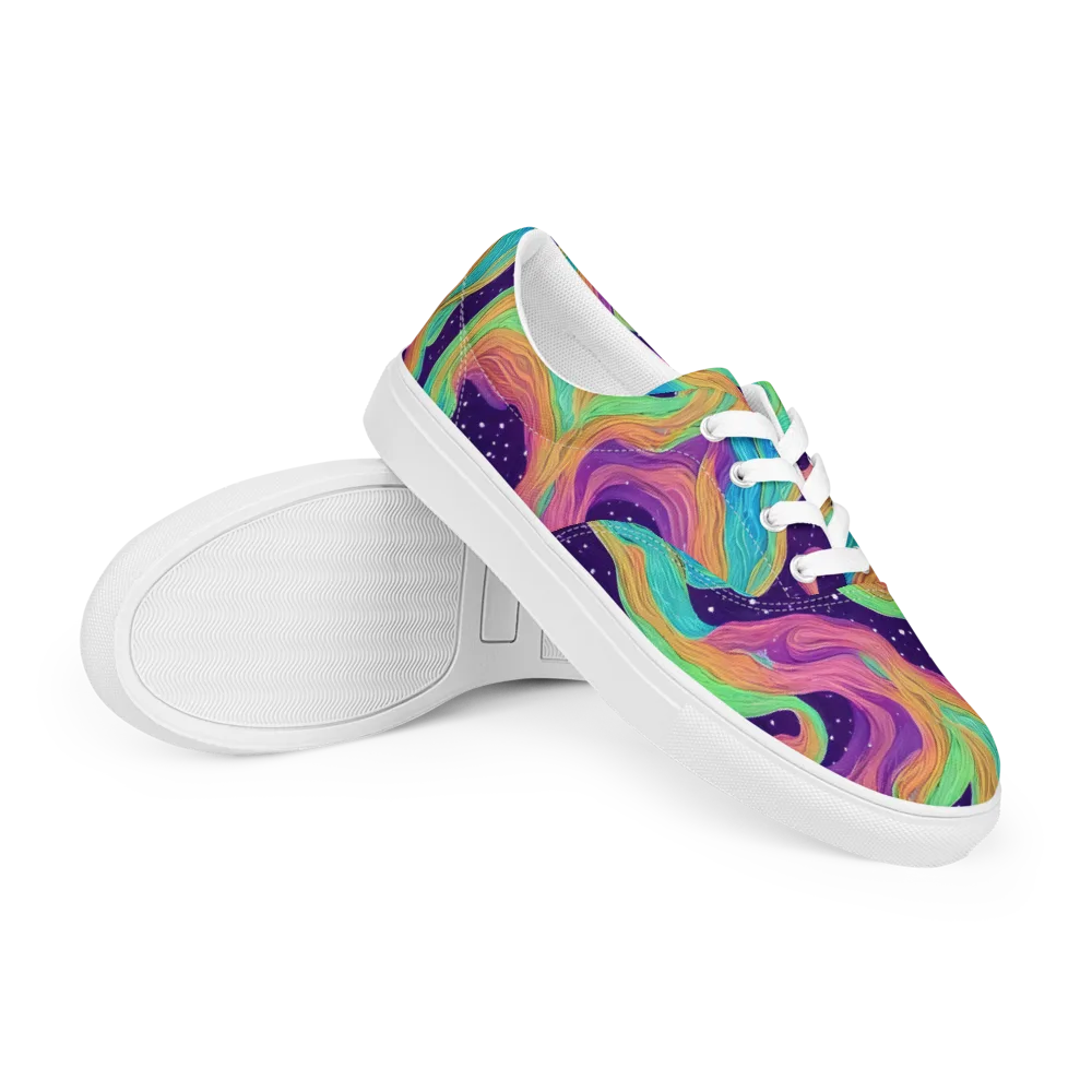 Nebula Whirl on Men's Lace-Up Canvas Shoes — Right Front