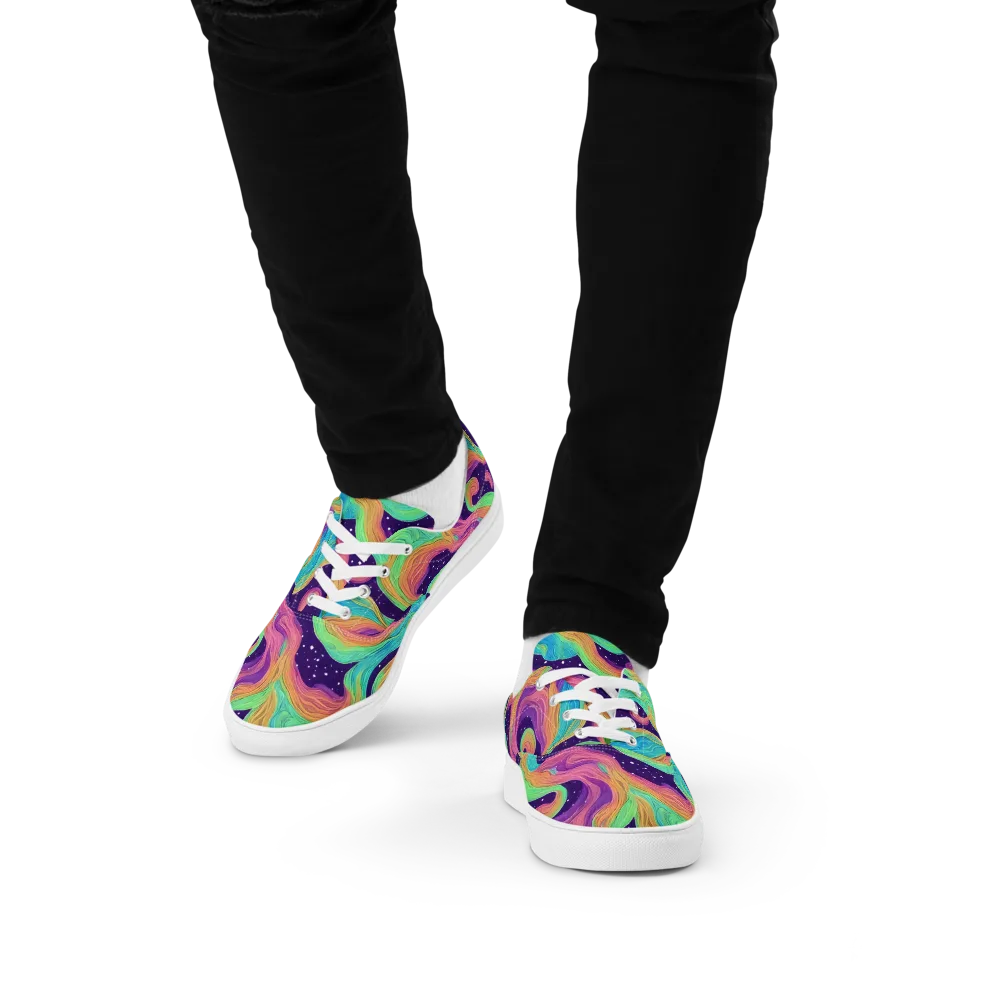 Nebula Whirl on Men's Lace-Up Canvas Shoes — Front