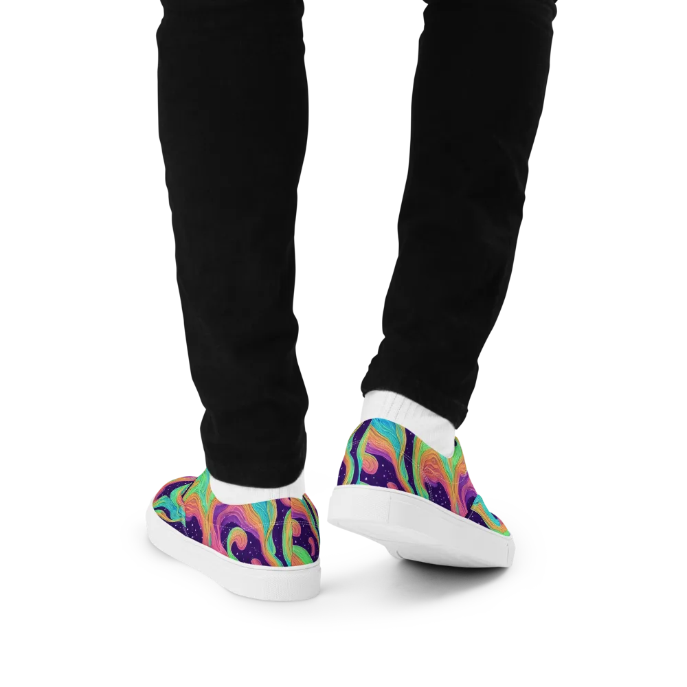 Nebula Whirl on Men's Lace-Up Canvas Shoes — Back