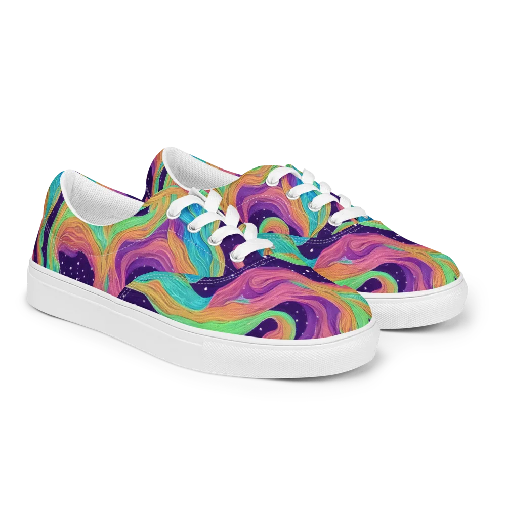 Nebula Whirl on Men's Lace-Up Canvas Shoes — Right Front