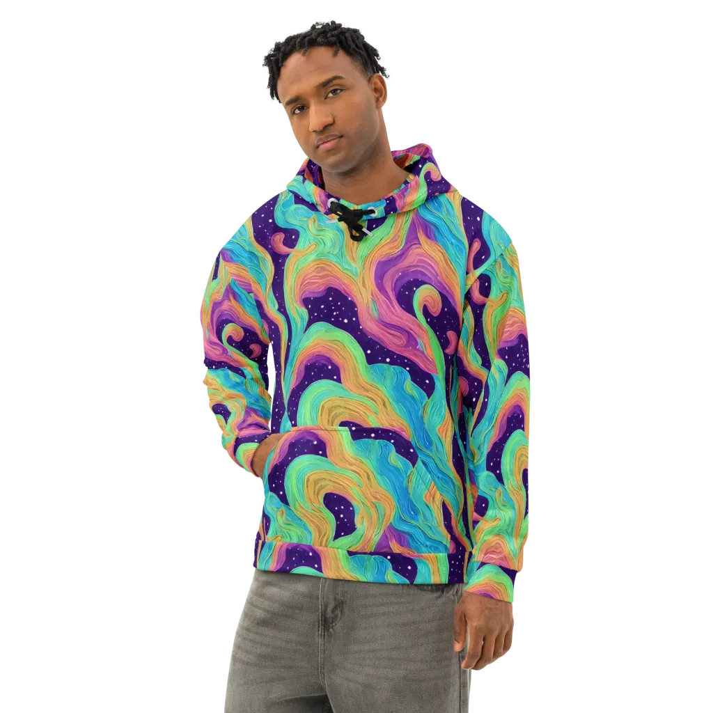 Nebula Whirl on Cotton Hoodie — Left Front