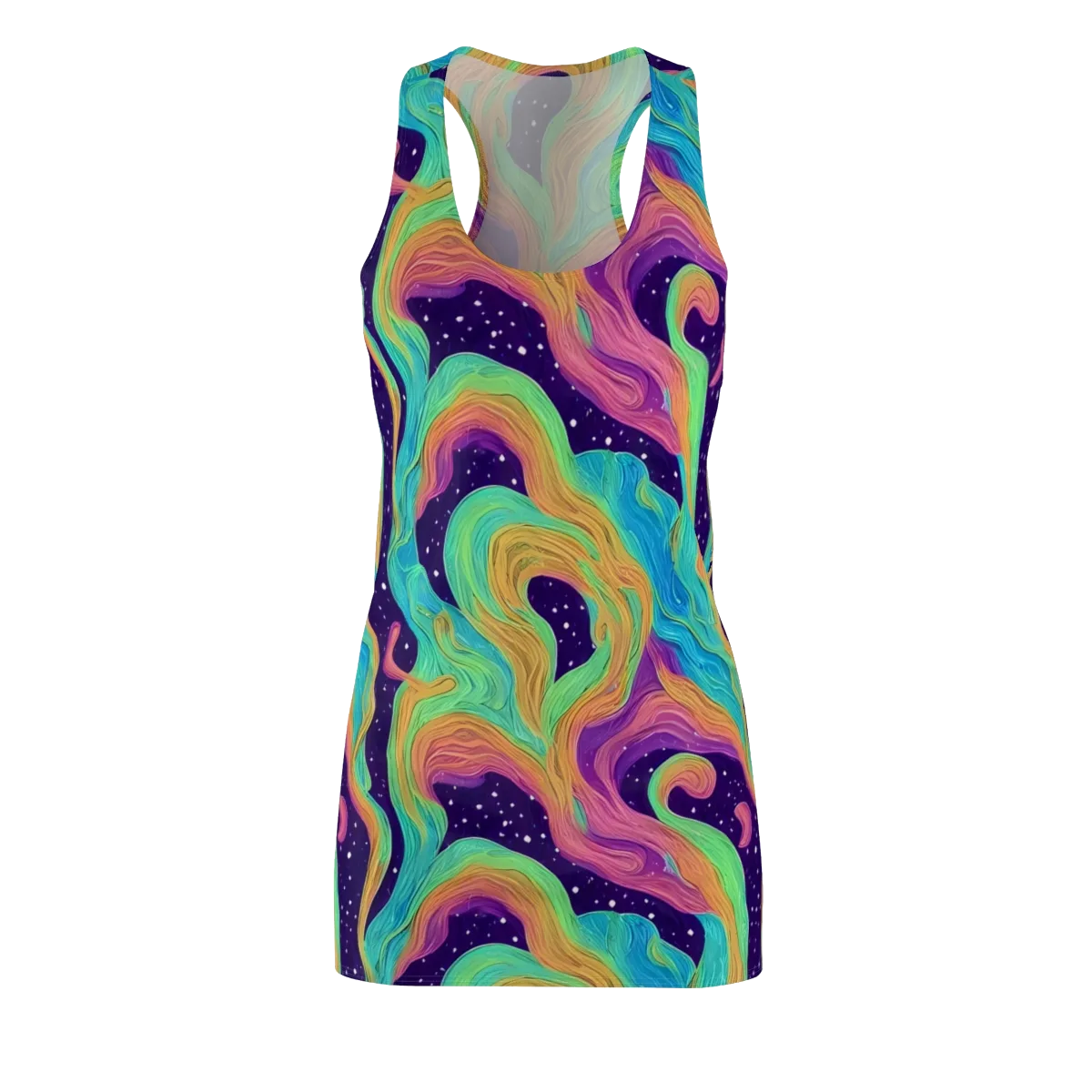 Nebula Whirl on Racerback Dress — Front