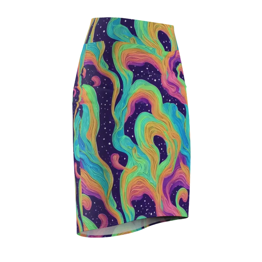 Nebula Whirl on Pencil Skirt — Front Side