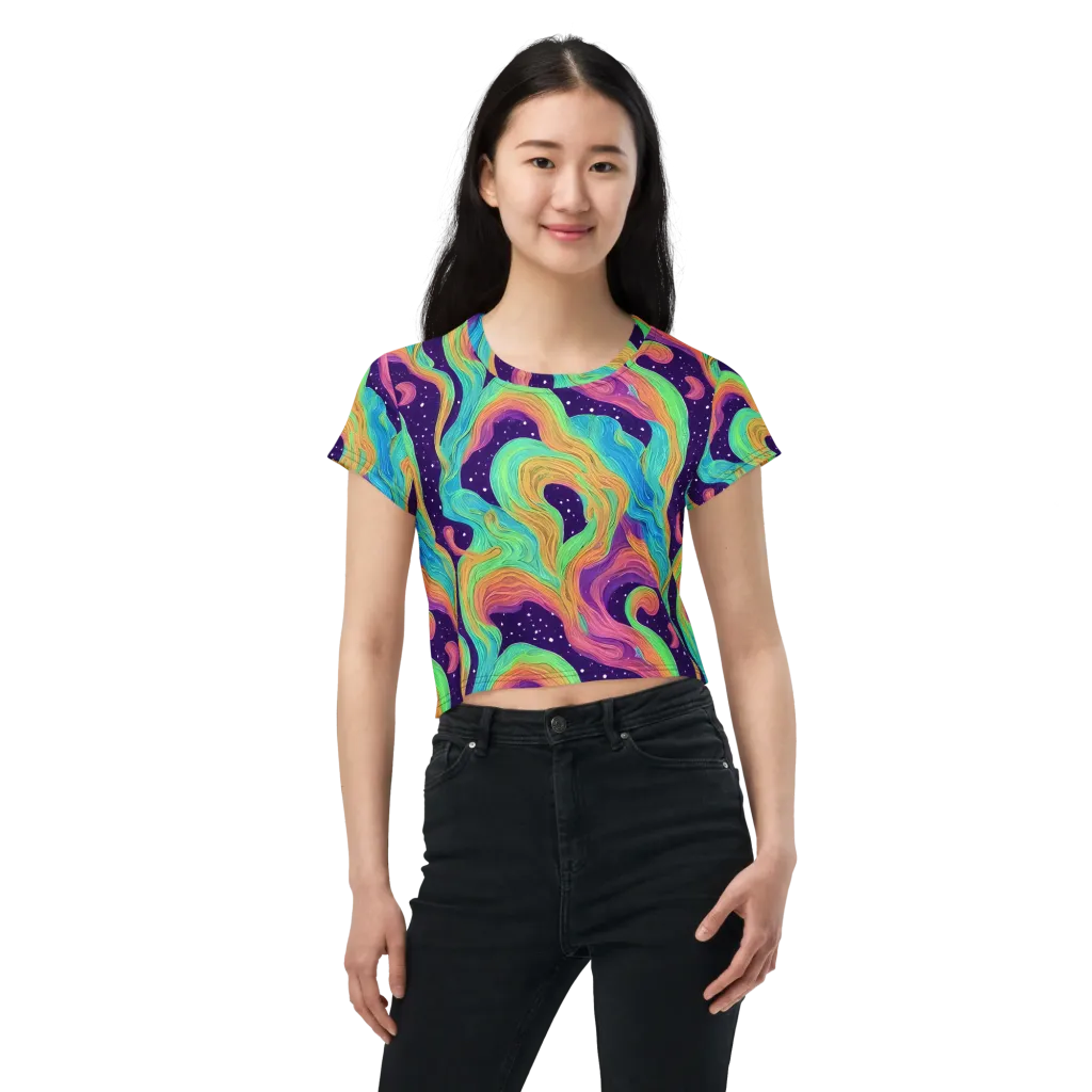 Nebula Whirl on Crop Tee — Front