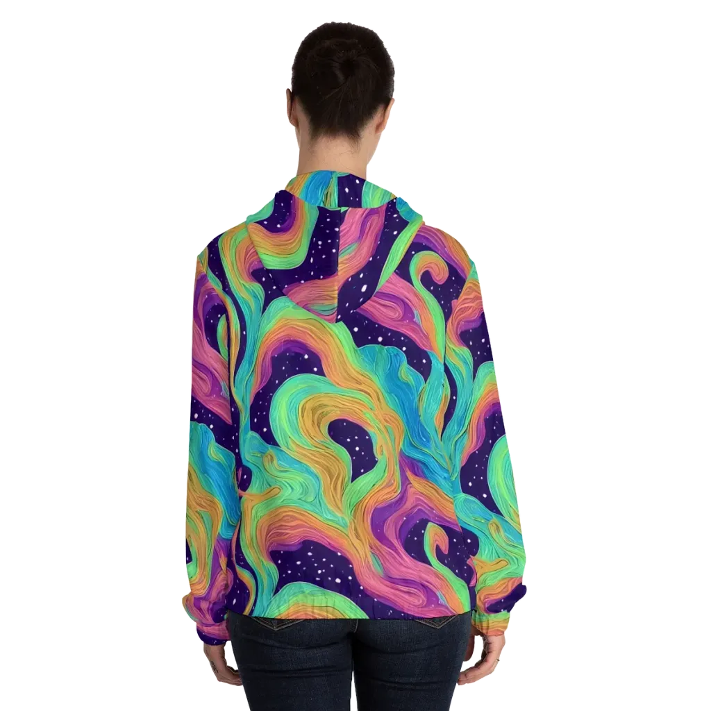 Nebula Whirl on Women's Full-Zip Hoodie — Back On Person