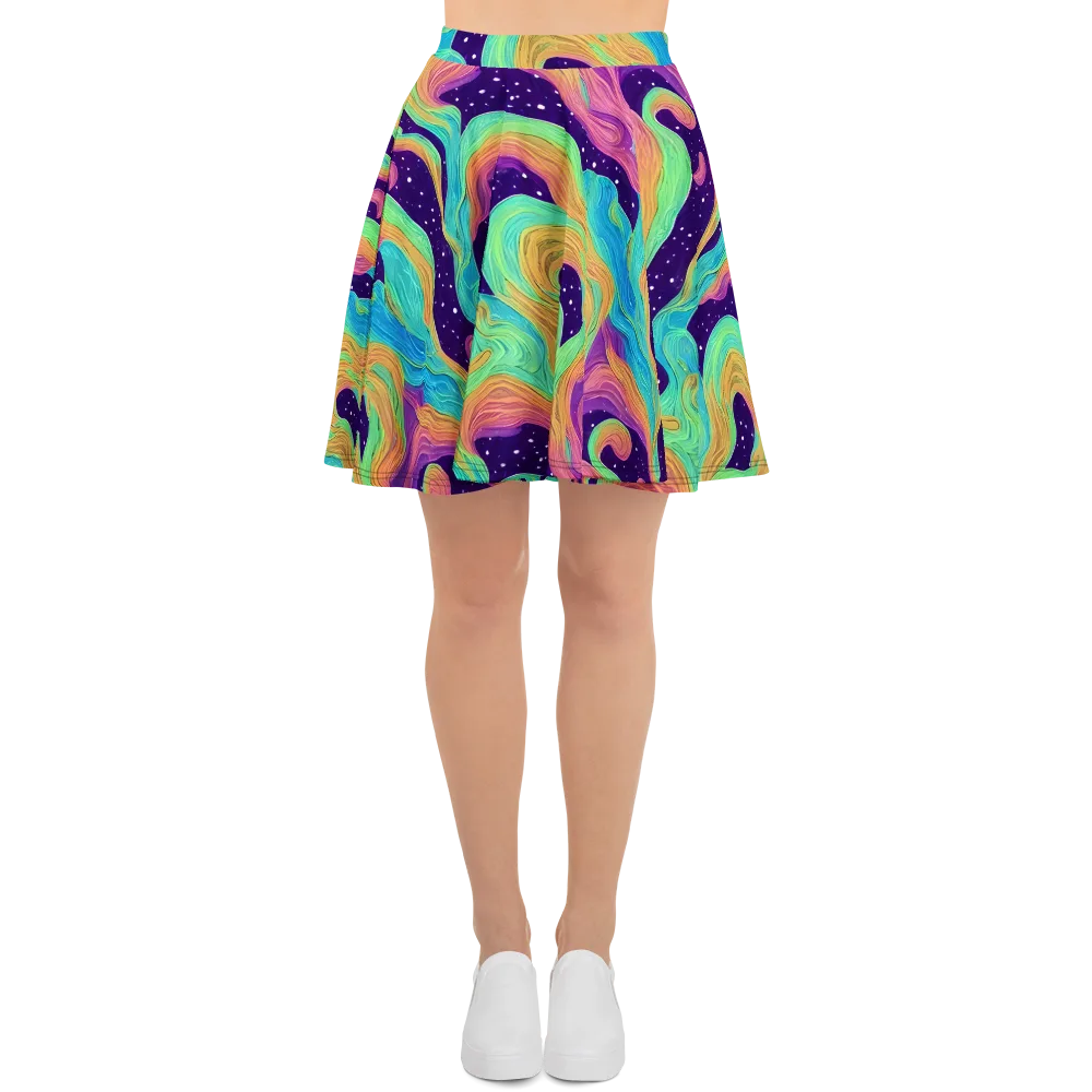 Nebula Whirl on Skater Skirt — Front