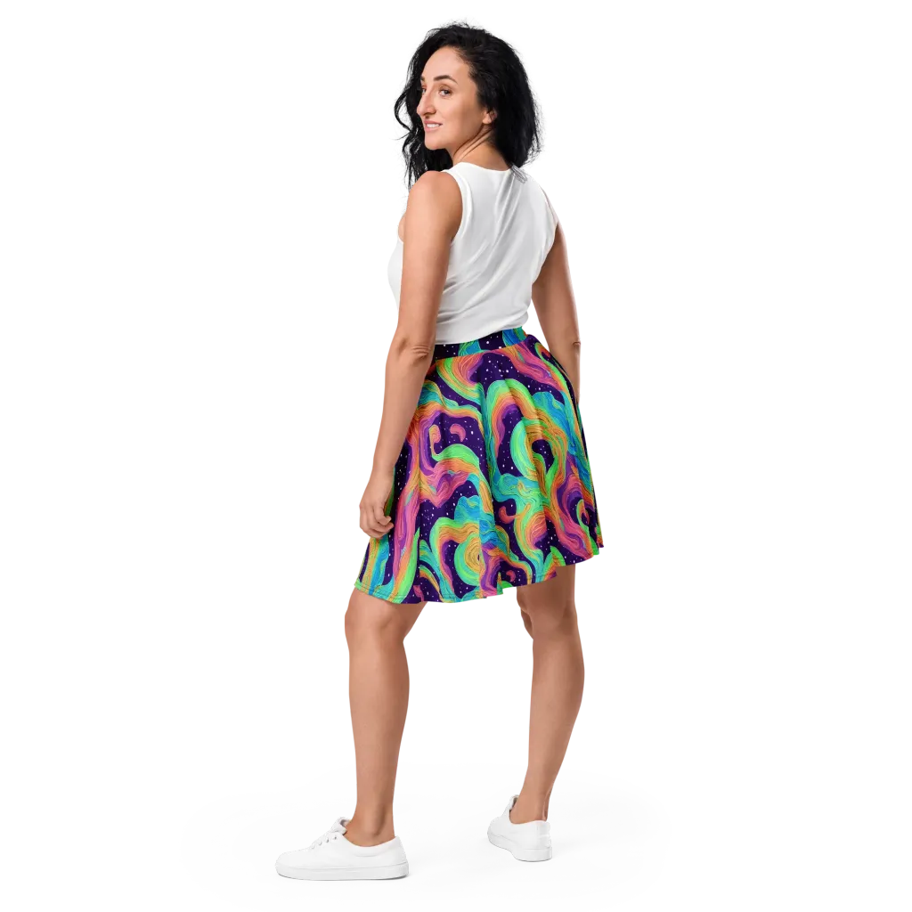 Nebula Whirl on Skater Skirt — Back