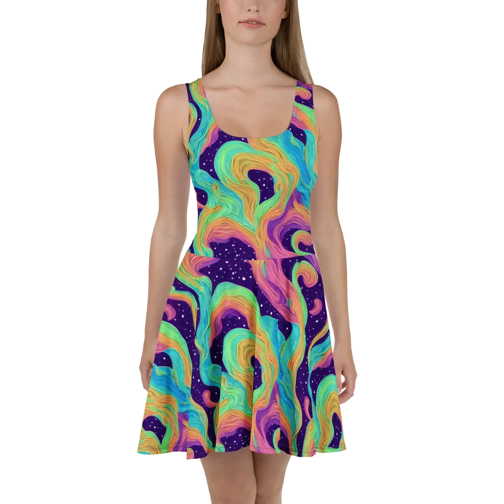 Nebula Whirl on Skater Dress — Front