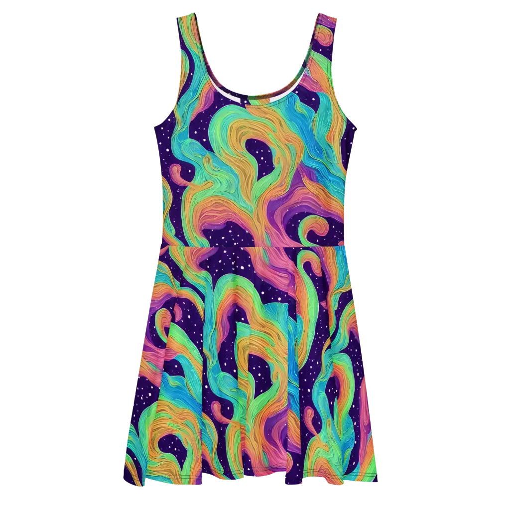 Nebula Whirl on Skater Dress — Front